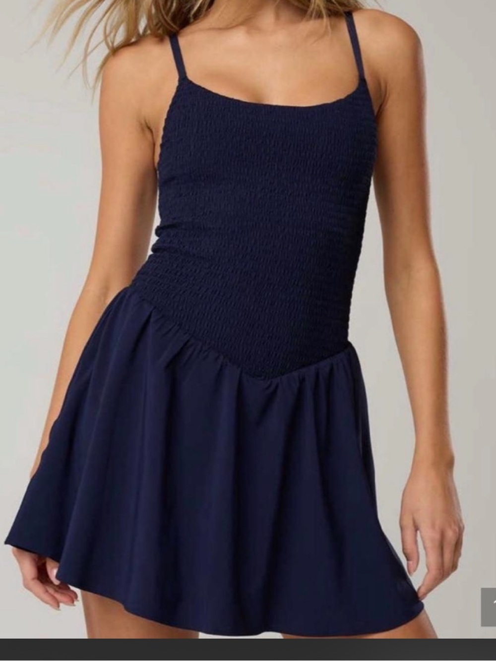 Offline by Aerie Real Me Smocked Flowy Dress Navy size Large